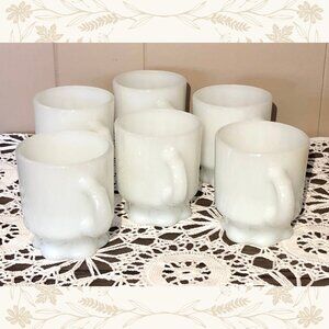 Vintage Anchor Hocking Fire-King Concord Milk Glass Mugs – Set of 6 (1960s)
